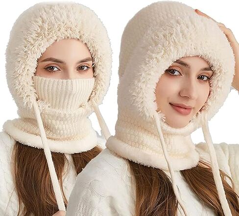 Women's Outdoors Windproof Scarf Hat, 3-in-1 Winter Balaclava for Women, 55cm-60cm Windproof Scarf Hat in Saudi Arabia