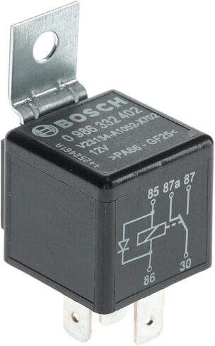 BOSCH 0986332402 تغيير التتابع الصغير مع حامل تثبيت متكامل - 5 دبابيس، 12 فولت تيار مستمر، 30/20 أمبير - فردي in Kuwait