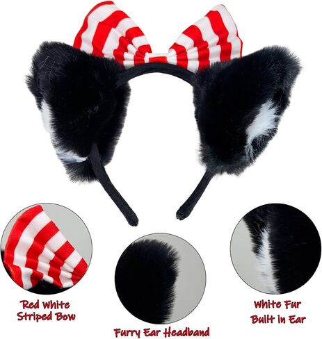 Girls Cute Cat Costume for Kids, 100th Day of School Red and White Cats Cosplay Outfit with Tutu Fluffy Cat Tails Bow Tie Set for Read Book Day Halloween Party Dress up in Saudi Arabia