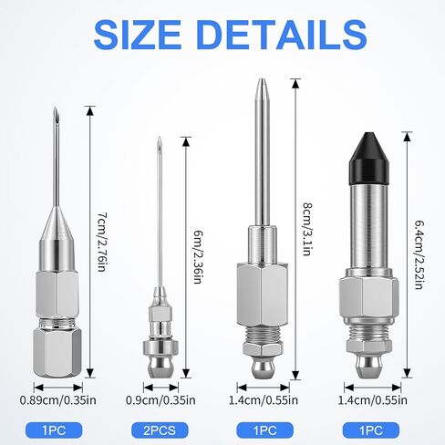 5PCS Grease Gun Needle Tips Accessories Kit, 1 Grease Needle Dispenser, 1 Rubber Joint Fitting, 1 Detachable Grease Needle Tip, 2 Needle Nozzles Tips for Narrow Tight Confined Deep Spaces ﻿ in Saudi Arabia