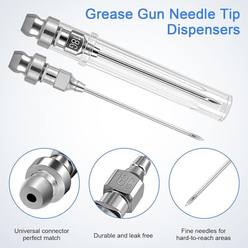 5PCS Grease Gun Needle Tips Accessories Kit, 1 Grease Needle Dispenser, 1 Rubber Joint Fitting, 1 Detachable Grease Needle Tip, 2 Needle Nozzles Tips for Narrow Tight Confined Deep Spaces ﻿ in Saudi Arabia