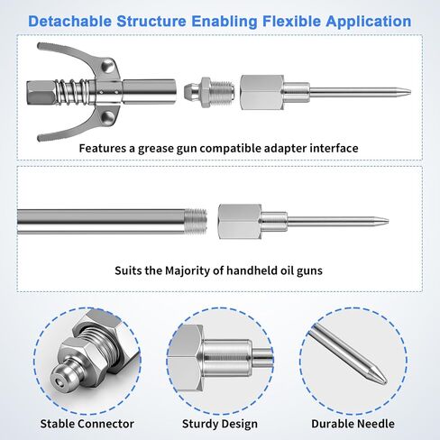 5PCS Grease Gun Needle Tips Accessories Kit, 1 Grease Needle Dispenser, 1 Rubber Joint Fitting, 1 Detachable Grease Needle Tip, 2 Needle Nozzles Tips for Narrow Tight Confined Deep Spaces ﻿ in Saudi Arabia