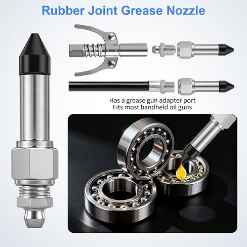 5PCS Grease Gun Needle Tips Accessories Kit, 1 Grease Needle Dispenser, 1 Rubber Joint Fitting, 1 Detachable Grease Needle Tip, 2 Needle Nozzles Tips for Narrow Tight Confined Deep Spaces ﻿ in Saudi Arabia
