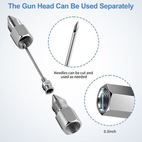 5PCS Grease Gun Needle Tips Accessories Kit, 1 Grease Needle Dispenser, 1 Rubber Joint Fitting, 1 Detachable Grease Needle Tip, 2 Needle Nozzles Tips for Narrow Tight Confined Deep Spaces ﻿ in Saudi Arabia
