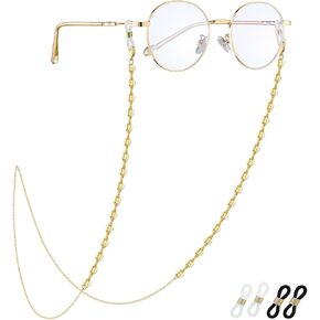 سلسلة النظارة للنساء سلسلة نظارات من النحاس المطلي بالذهب عيار 14 قيراط مع مشبك سيليكون سلاسل النظارات الكلاسيكية للنساء in Kuwait