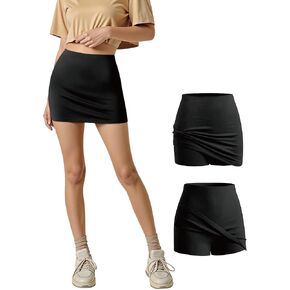 2-Pack Women‘s High Waist Bodycon Skirt - with Built-in Shorts, Stretchy Mini Pencil Skirt for Casual, Date Night in Kuwait
