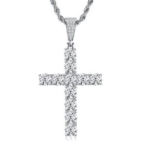 Moissanite Cross Necklace for Men Women, 5.5CT/11CT D Color VVS1 Clarity Lab Created Diamond Pendant, 925 Sterling Silver Cross Necklace with Free 50CM Titanium Steel Twist Chain, Fine Jewelry Gift in Saudi Arabia