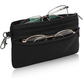 حافظة نظارات مزدوجة للنساء والرجال، حافظة نظارات ناعمة خفيفة الوزن من النيوبرين المحمولة، أزواج متعددة مع خطاف تعليق معدني بسحاب للإغلاق in Kuwait