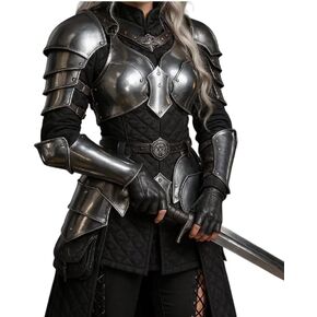 Medieval Knight Brave Lady Armor Pauldron Set Gorget Arm Bracers With Tasset-Female Armor Breastplate-Perfect For Renaissance, LARP, Cosplay, Fantasy & Ren-fair Halloween Party Costume Gift For Women in Saudi Arabia