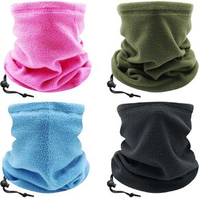 4PCSWinter Drawstring Headscarf Fleece Sweat Absorbent Neck Gaiter Windproof Cold Weather Scarf for Men and Women in Saudi Arabia