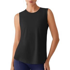 G4Free Side Slits Women's Workout Tank Tops Soft Loose Fit High Neck Athletic Tanks Stretch Sleeveless Gym Running Top in Kuwait