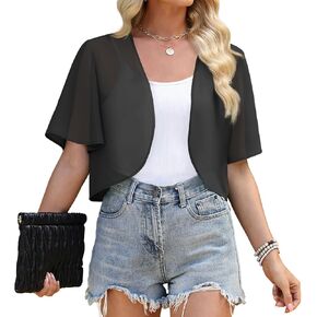 Neineiwu Womens Shrug Chiffon Short Sleeve Shawl Open Front Cardigans Lightweight Bolero for Evening Dressy in Kuwait