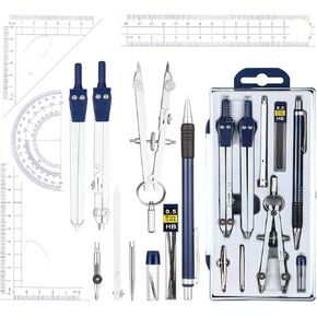 Outus 13 Pcs Geometry Set for Students Math Protractor Compass with Rulers Mechanical Pencil Lead Refills Storage Box of Protractors Kit for School Class Student Drafting Drawing in Kuwait