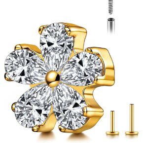 16G ASTM F136 Titanium Threaded Studs Piercing Tops for Conch,Tragus,Helix,Lobe Come With 6mm/8mm Lengths Post Flatback earring nose Jewelry Silver Gold 1pc in Saudi Arabia