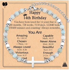 13-16 Year Old Birthday Gifts for Girls, Natural Stone Cross Bracelet Gifts with Happy 13-16th Birthday Card for Daughter Granddaughter Sister Niece in Saudi Arabia