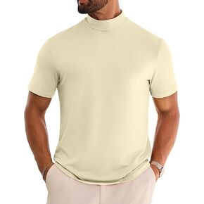Vssjavun Men's Mock Turtleneck T Shirt Short Sleeve Solid Basic Tee Soft Casual Pullover Top in Kuwait