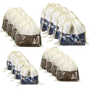 16 قطعة من أكياس الرباط المقاومة للغبار باللون البيج، أكياس تخزين الغبار لحقائب اليد وأغطية القماش غير المنسوج، حقيبة تنظيم التعبئة وحقيبة الأحذية (4 أحجام) in Kuwait