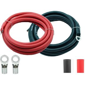 مجموعة كابلات عاكسة للبطارية RonDexy 5 AWG (مقياس)، زوج 10 أقدام (أحمر وأسود) - نحاس عالي النقاء خالٍ من الأكسجين للسيارات والمركبات الترفيهية والبحرية ومعدات العشب in Kuwait