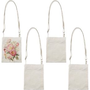 Framendino, 4 Pack Sublimation Canvas Bags Heat Transfer Tote Blanks Shoulder Handbags DIY Picture Logo Painting for Sports Travel White in Saudi Arabia