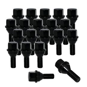 مسامير العروة M12x1.25 - 20 قطعة من مسامير العجلات الصلبة - استبدال مباشر لسيارة جيب شيروكي، رينيجيد، كومباس؛ دودج دارت؛ كرايسلر 200 - يستبدل OE# 6509933AA، 611-005، 53182366 (أسود) in Kuwait