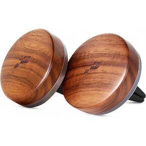 مشبك تنفيس معطر هواء خشبي للسيارة، موزع للزيوت العطرية قابل لإعادة التعبئة برائحة طبيعية تدوم طويلاً، جوز أمريكا الشمالية ومزيل الروائح الكريهة المعدني، يتضمن مشبكين + 4 عبوات لاصقة in Kuwait