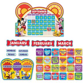 Eureka Mickey Mouse Classroom Calendar Teacher Supplies, 0.1'' x 18'' x 28'', 110pc in Saudi Arabia