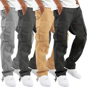 4 Pack Cargo Pants for Men Casual Hiking Joggers Lightweight Workout Outdoor Trousers Sweatpants with Pockets 2026 in Saudi Arabia