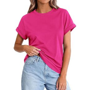 PRETTYGARDEN المرأة الصيف بلايز 2026 الربيع عادية توالت قصيرة الأكمام الأساسية تيز طاقم الرقبة قمصان العمل ملابس عصرية in Kuwait