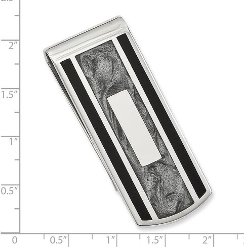 Diamond2Deal Rhodium-Plated Kelly Waters Black & Grey Colored Money Clip (Length: 20 mm|Width: 56mm) in Saudi Arabia
