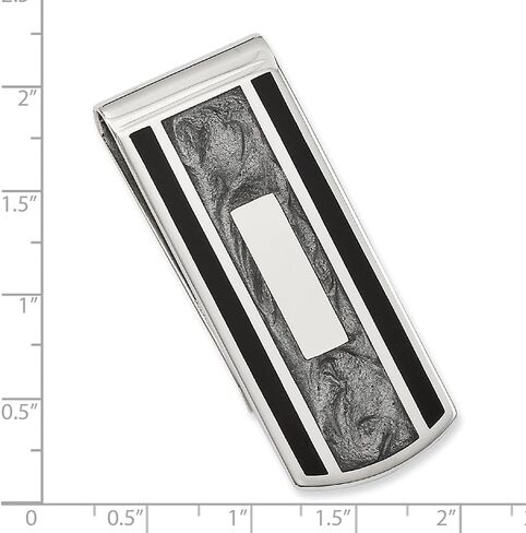 Diamond2Deal Rhodium-Plated Kelly Waters Black & Grey Colored Money Clip (Length: 20 mm|Width: 56mm) in Saudi Arabia