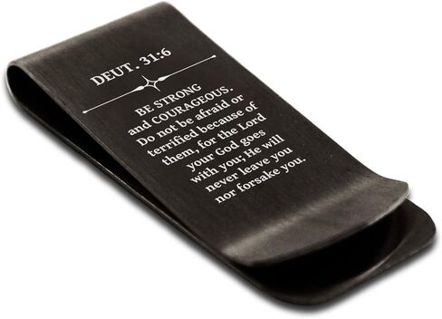 Stainless Steel Be Strong and Courageous Deuteronomy 31:6 Money Clip Credit Card Holder in Saudi Arabia