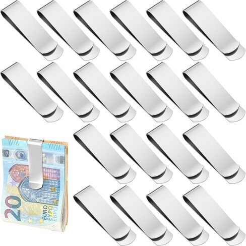 20 Pack Stainless Steel Money Clips, Silver Slim Metal Cash Clip for Men Small Wallet Clip Credit Card Holder Money Clips Minimalist Front Front Pocket Cash Wallet Clip in Saudi Arabia