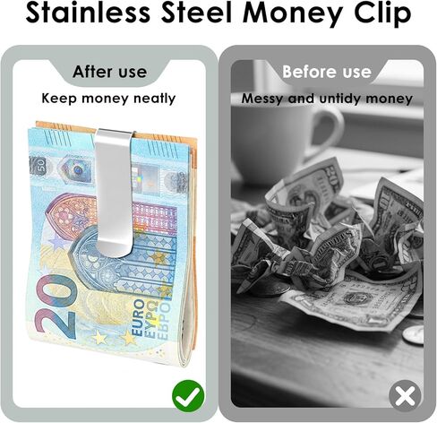 20 Pack Stainless Steel Money Clips, Silver Slim Metal Cash Clip for Men Small Wallet Clip Credit Card Holder Money Clips Minimalist Front Front Pocket Cash Wallet Clip in Saudi Arabia