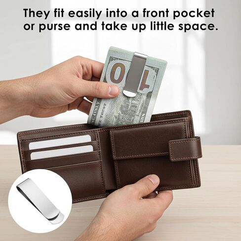 20 Pack Stainless Steel Money Clips, Silver Slim Metal Cash Clip for Men Small Wallet Clip Credit Card Holder Money Clips Minimalist Front Front Pocket Cash Wallet Clip in Saudi Arabia
