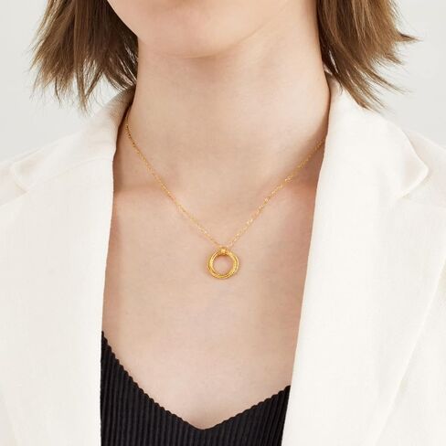 CHOW SANG SANG Essence 999.9 24K Gold Price-by-Weight Gold Geometric Interlocking Hoops Necklace for Women 93710N | 18.5", (47 CM) in Saudi Arabia