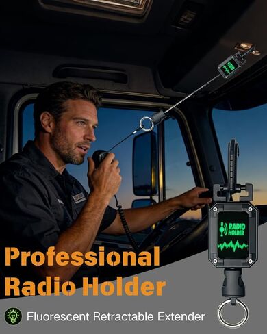 14-PCS Radio Holder Set, 360°Adjustable 28" Retracting with 4 Mounting Screws, 4 Steel D-Loops, 2 Long & 2 Short Ropes, Used in Low-Light Conditions, Easy Install for Truck in Saudi Arabia