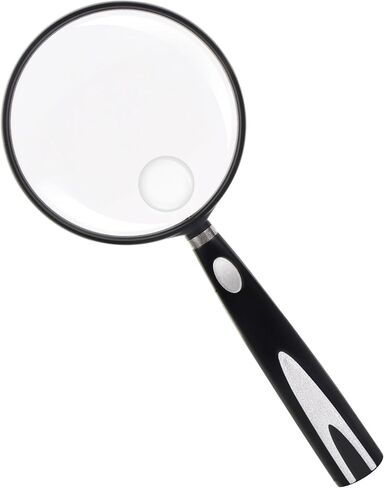 Feosky Handheld Reading Magnifier, 10X Magnifier, 75mm Shatterproof Lens, Non-Slip Handle for Adults Close Work, Seniors Reading and Nature Exploration, Hobby Observation(Silver) in Kuwait