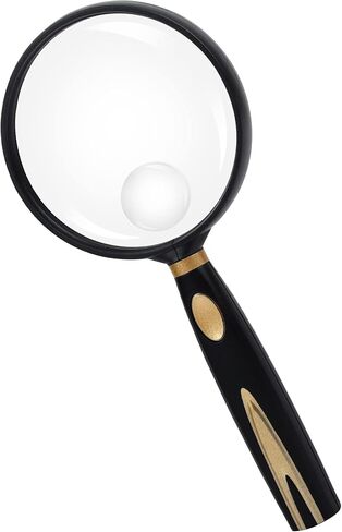 Feosky Handheld Reading Magnifier, 10X Magnifier, 75mm Shatterproof Lens, Non-Slip Handle for Adults Close Work, Seniors Reading and Nature Exploration, Hobby Observation(Silver) in Kuwait