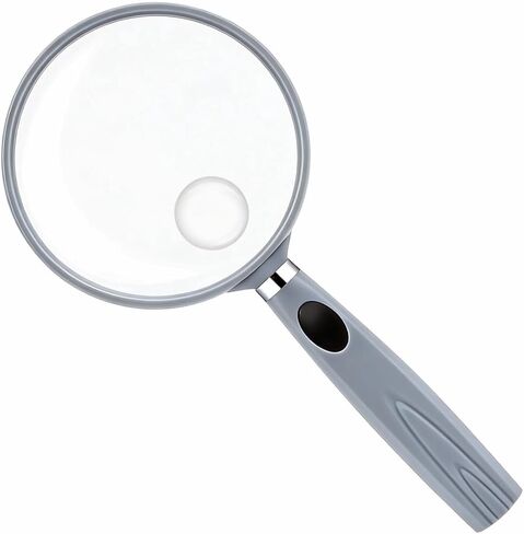 Feosky Handheld Reading Magnifier, 10X Magnifier, 75mm Shatterproof Lens, Non-Slip Handle for Adults Close Work, Seniors Reading and Nature Exploration, Hobby Observation(Silver) in Kuwait