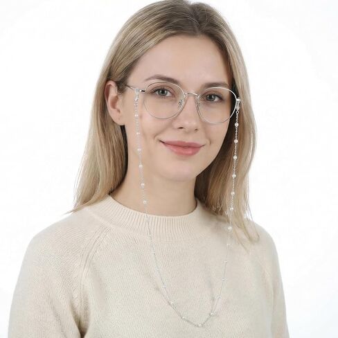 1 PCS Pearl Glasses Chain for Women, Beaded Chain for Glasses Around Neck Women, Anti-Lose Beaded Eye Glass Chains for Sunglasses, Reading Glass Accessories in Saudi Arabia