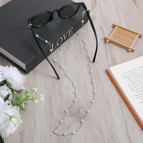 1 PCS Pearl Glasses Chain for Women, Beaded Chain for Glasses Around Neck Women, Anti-Lose Beaded Eye Glass Chains for Sunglasses, Reading Glass Accessories in Saudi Arabia