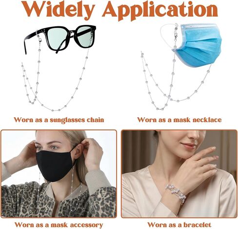 1 PCS Pearl Glasses Chain for Women, Beaded Chain for Glasses Around Neck Women, Anti-Lose Beaded Eye Glass Chains for Sunglasses, Reading Glass Accessories in Saudi Arabia