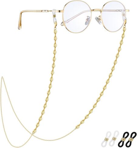 سلسلة النظارة للنساء سلسلة نظارات من النحاس المطلي بالذهب عيار 14 قيراط مع مشبك سيليكون سلاسل النظارات الكلاسيكية للنساء in Kuwait