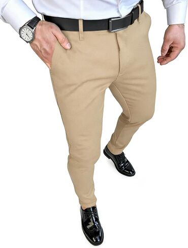Mens Dress Pants Slim Fit Casual Pants for Men Stretch Elastic Waistband Tapered Trousers Formal Skinny Dress Pant in Saudi Arabia