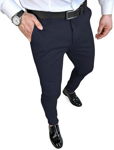 Mens Dress Pants Slim Fit Casual Pants for Men Stretch Elastic Waistband Tapered Trousers Formal Skinny Dress Pant in Saudi Arabia
