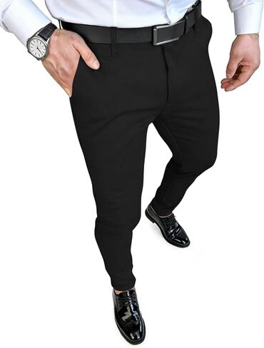 Mens Dress Pants Slim Fit Casual Pants for Men Stretch Elastic Waistband Tapered Trousers Formal Skinny Dress Pant in Saudi Arabia