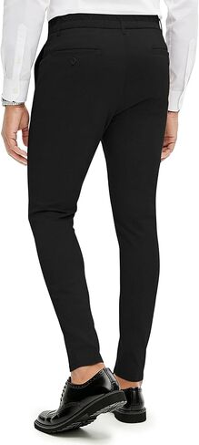 Mens Dress Pants Slim Fit Casual Pants for Men Stretch Elastic Waistband Tapered Trousers Formal Skinny Dress Pant in Saudi Arabia