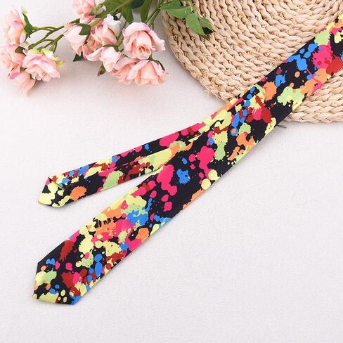 Unique Splatter Artist Tie Gifts for Artists Painters Birthday Graduation Gifts for Art Lovers Black Tie with Colorful Splatter Pattern Neck Ties Necktie Artwork Art Themed Gift Accessories in Saudi Arabia