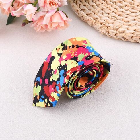 Unique Splatter Artist Tie Gifts for Artists Painters Birthday Graduation Gifts for Art Lovers Black Tie with Colorful Splatter Pattern Neck Ties Necktie Artwork Art Themed Gift Accessories in Saudi Arabia