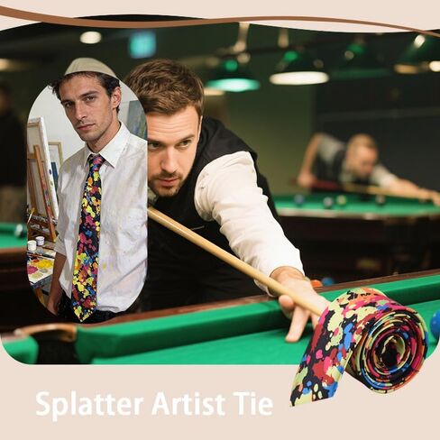 Unique Splatter Artist Tie Gifts for Artists Painters Birthday Graduation Gifts for Art Lovers Black Tie with Colorful Splatter Pattern Neck Ties Necktie Artwork Art Themed Gift Accessories in Saudi Arabia